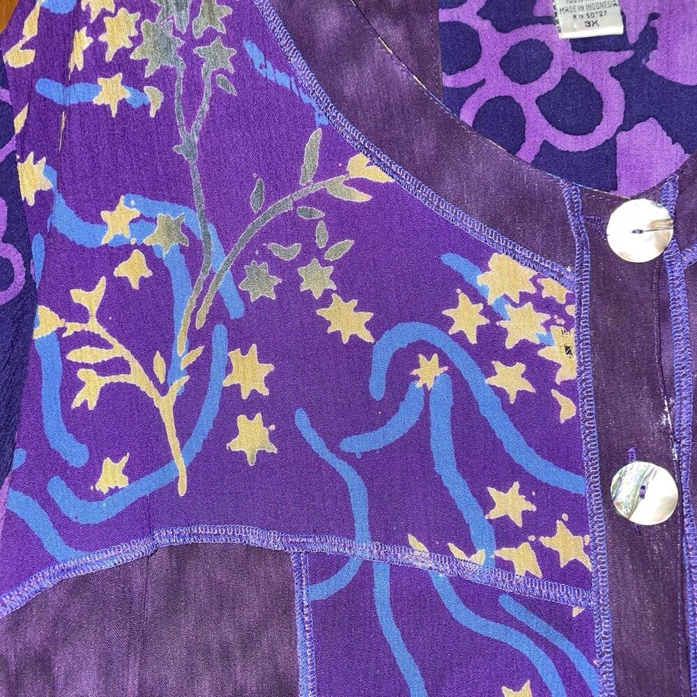 Mirror Image 3X Batik Art to Wear Boho Tunic Top - Picture 4 of 5